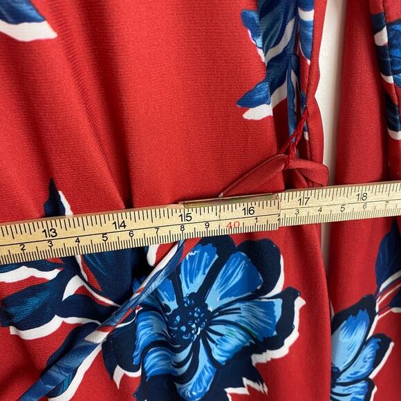 ZARA Red Floral Button-Down Midi Dress M — Cottagecore Coquette Wedding Guest - Picture 10 of 11